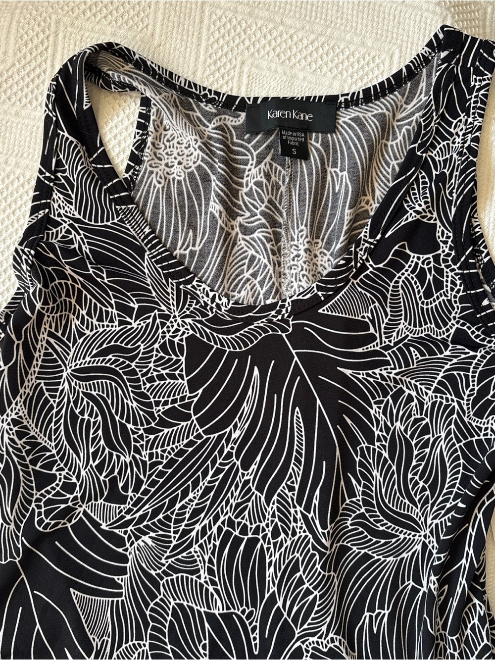 Karen Kane Black and White Floral-Outline Tank Maxi Dress